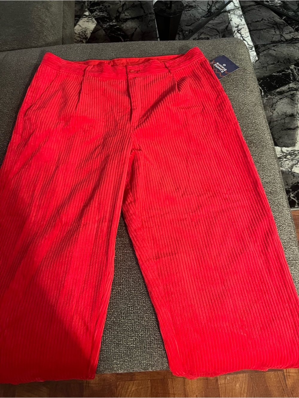 Wide Leg Red Corduroy Women's Pants